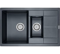 Гранитная мойка Paulmark FLUGEN 60/1,5 черный-металлик, 775х495 мм PM237850-BLM