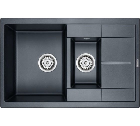 Гранитная мойка Paulmark FLUGEN 60/1,5 черный-металлик, 775х495 мм PM237850-BLM