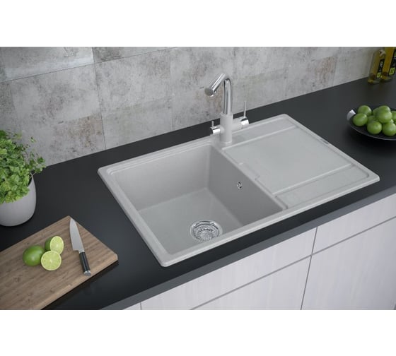 Гранитная мойка Paulmark FLUGEN 50-780 белый, 780х500 мм PM217850-WH