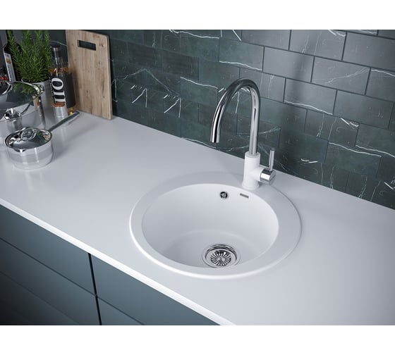 Гранитная мойка Paulmark GELEGEN 50 белый, D475 мм PM404800-WH