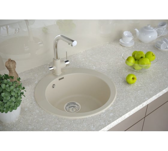 Гранитная мойка Paulmark GELEGEN 50 бежевый, D475 мм PM404800-BE