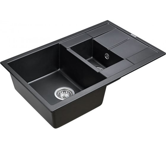 Гранитная мойка Paulmark FLUGEN 60/1,5 черный, 775х495 мм PM237850-BL