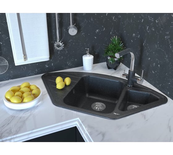 Кварцевая мойка Paulmark WIESE черный, 890х490 мм PM529050-BL