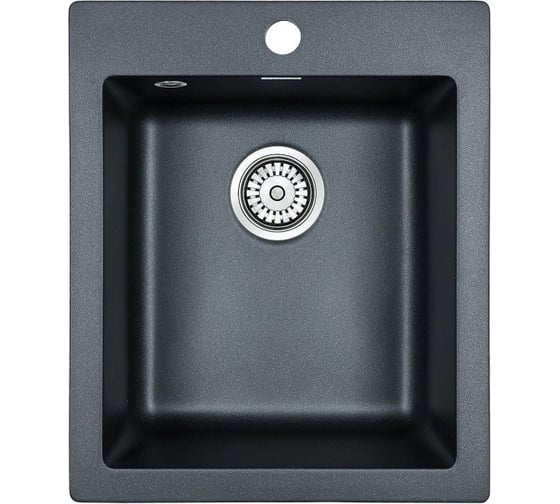 Гранитная мойка Paulmark KANTE 40 черный металлик, 415х490 мм PM104249-BLM