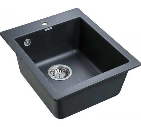 Гранитная мойка Paulmark KANTE 40 черный металлик, 415х490 мм PM104249-BLM