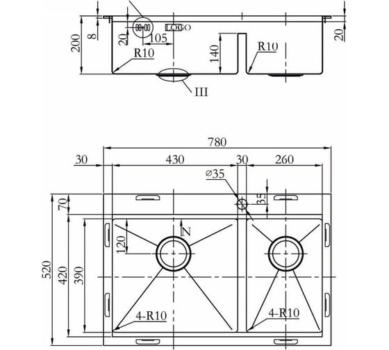 Кухонная мойка ZorG ZM R-5278-L