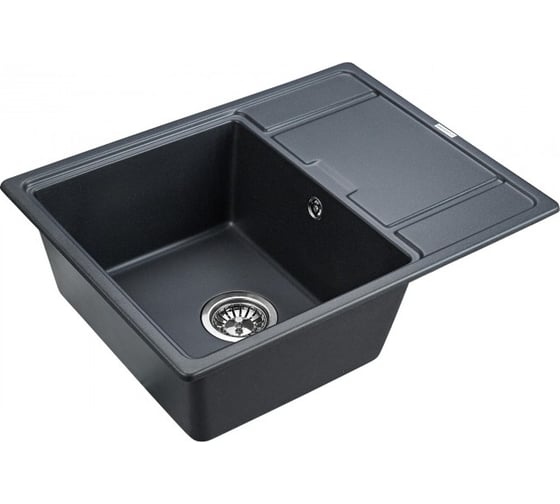 Гранитная мойка Paulmark FLUGEN 50-650 черный металлик, 650х500 мм PM216550-BLM