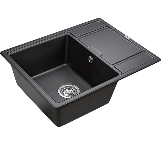 Гранитная мойка Paulmark FLUGEN 50-650 черный, 650х500 мм PM216550-BL