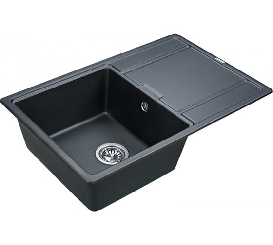 Гранитная мойка Paulmark FLUGEN 50-780 черный металлик, 780х500 мм PM217850-BLM
