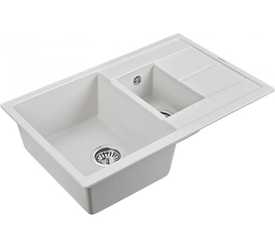 Гранитная мойка Paulmark FLUGEN 60/1,5 белый, 775х495 мм PM237850-WH