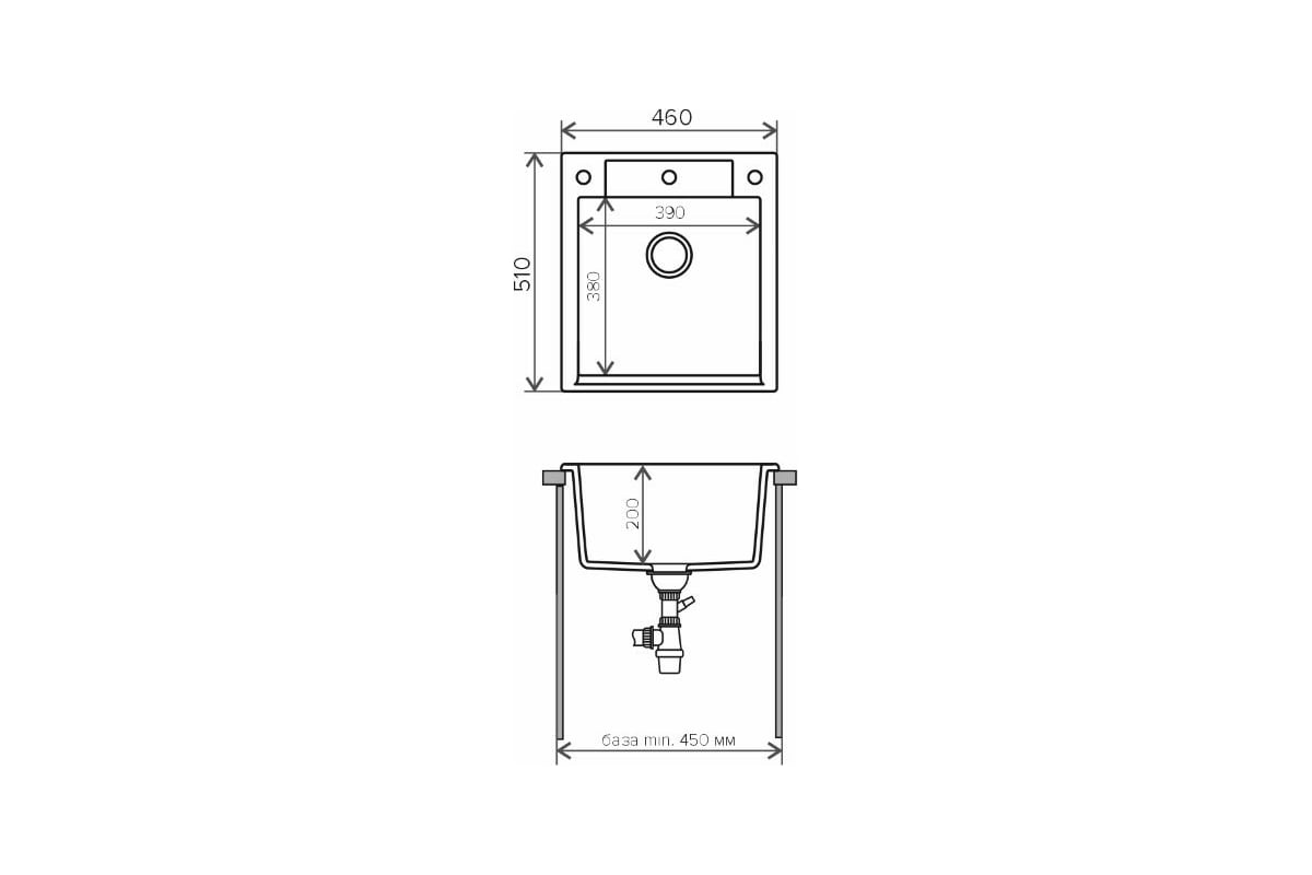 Кухонная мраморная мойка Polygran Argo-460 черный №16 - выгодная цена,  отзывы, характеристики, фото - купить в Москве и РФ