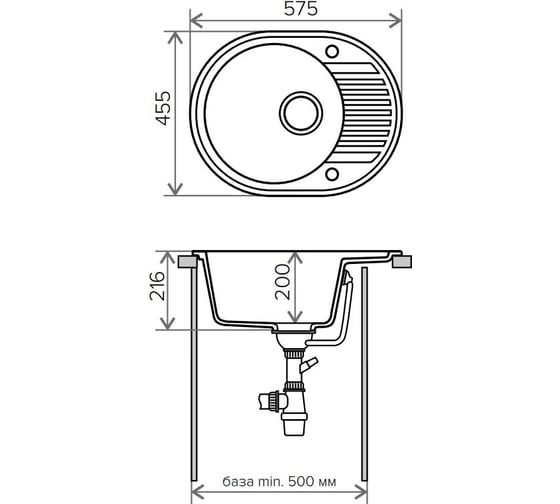 Кварцевая кухонная мойка Tolero, цвет бежевый R-122 №101