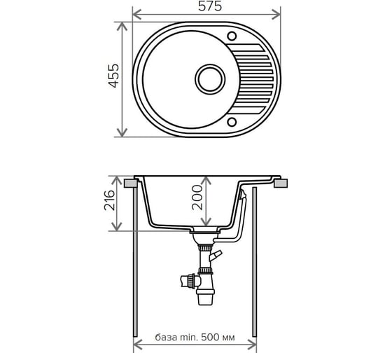 Кварцевая кухонная мойка Tolero, цвет черный R-122 №911