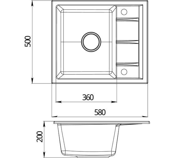 Кухонная кварцевая мойка EMAR EMQ-1580.Q Барит