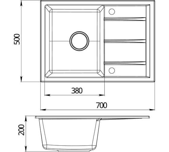 Кухонная кварцевая мойка EMAR EMQ-1700.Q Морион