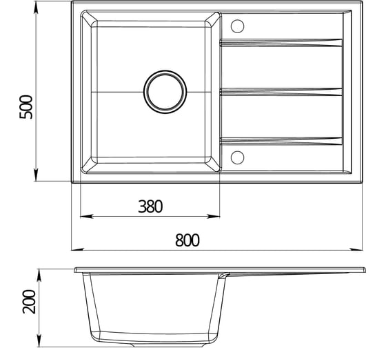 Кухонная кварцевая мойка EMAR EMQ-1800.Q Антрацит