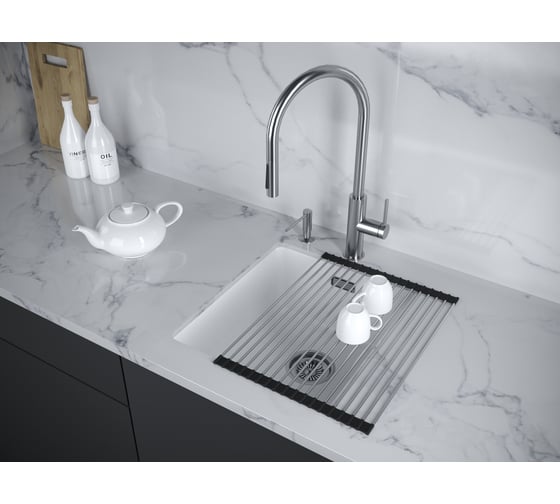 Мойка Paulmark LUMI 41UNI, IT-GRANIT, белый, 410x460 мм LU41-WH