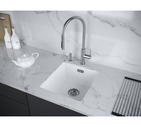 Мойка Paulmark LUMI 41UNI, IT-GRANIT, белый, 410x460 мм LU41-WH
