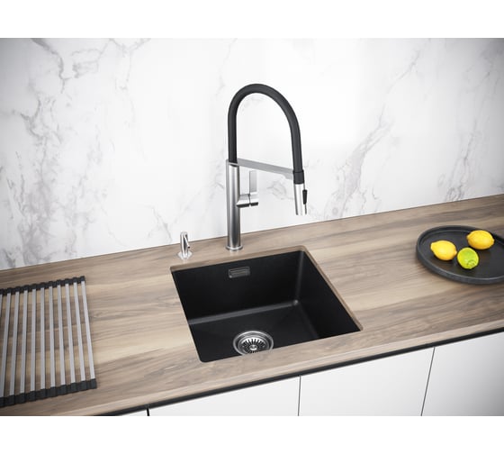 Мойка Paulmark LUMI 45UNI, IT-GRANIT, графит, 455x460 мм, подстольный монтаж LU45-DG