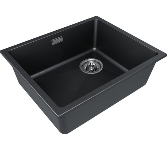 Мойка Paulmark LUMI 55UNI-SKEW, IT-GRANIT, черный металлик, 555x460 мм LU55SK-BLM
