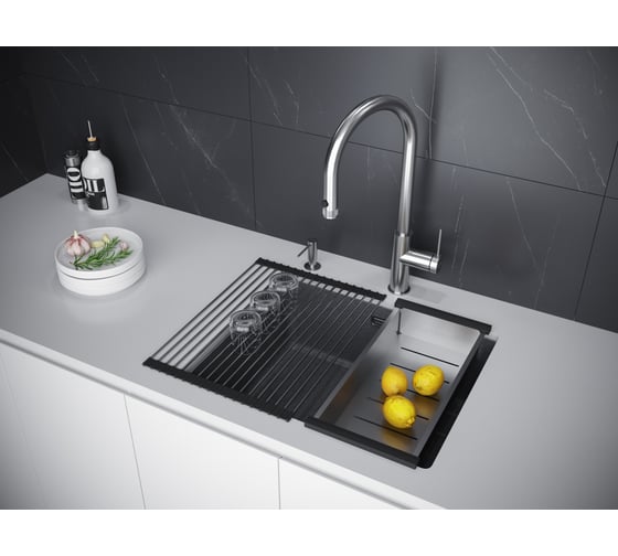 Мойка Paulmark LUMI 55UNI-SKEW, IT-GRANIT, графит, 555x460 мм LU55SK-DG