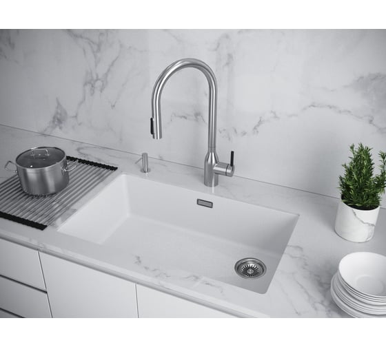 Мойка Paulmark LUMI 74UNI, IT-GRANIT, белый, 740x460 мм LU74-WH
