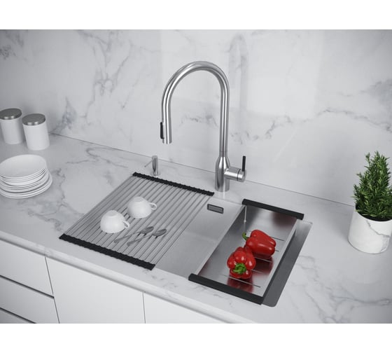 Мойка Paulmark LUMI 74UNI, IT-GRANIT, белый, 740x460 мм LU74-WH