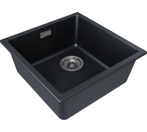 Мойка Paulmark LUMI 45UNI-SKEW, IT-GRANIT, черный металлик, 455x460, LU45SK-BLM
