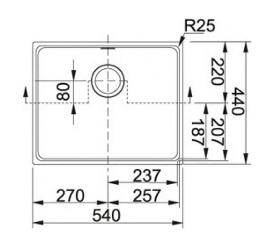 Мойка FRANKE KBG 110-50 подстольный монтаж, сахара 125.0023.811
