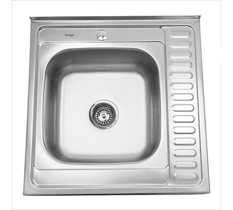 Мойка SINKLIGHT нержавеющая сталь,  накл. квадрат 600х600, L 0.4/160 выпуск малый, без сифона, матовая с крылом 72003