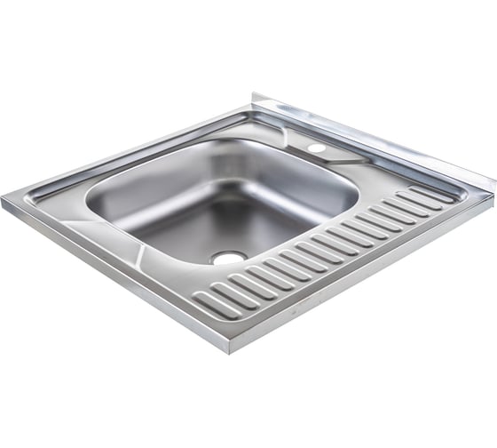 Мойка SINKLIGHT нержавеющая сталь,  накл. квадрат 600х600, L 0.4/160 выпуск малый, без сифона, матовая с крылом 72003