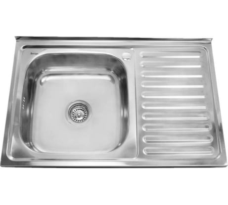 Мойка SINKLIGHT нержавеющая сталь, накл. прямоугольник, 800х600 L 0.4/160 выпуск малый, без сифона, матова с крылом 72007