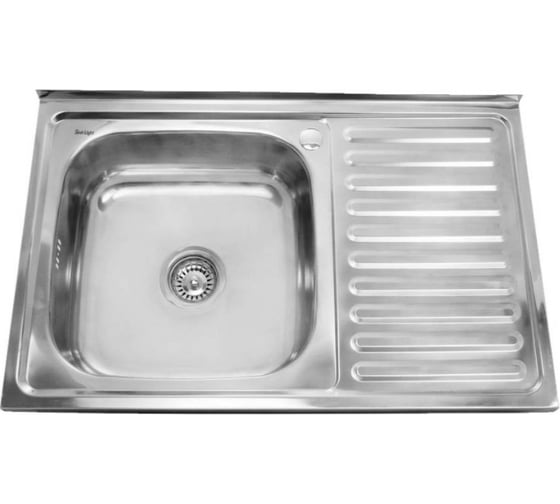 Мойка SINKLIGHT нержавеющая сталь, накл. прямоугольник, 800х600 L 0.4/160 выпуск малый, без сифона, матова с крылом 72007