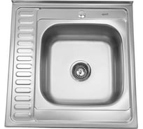 Мойка SINKLIGHT нержавеющая сталь, накл. квадрат 600х600 R 0.4/160 выпуск малый, без сифона, матовая с крылом 72004