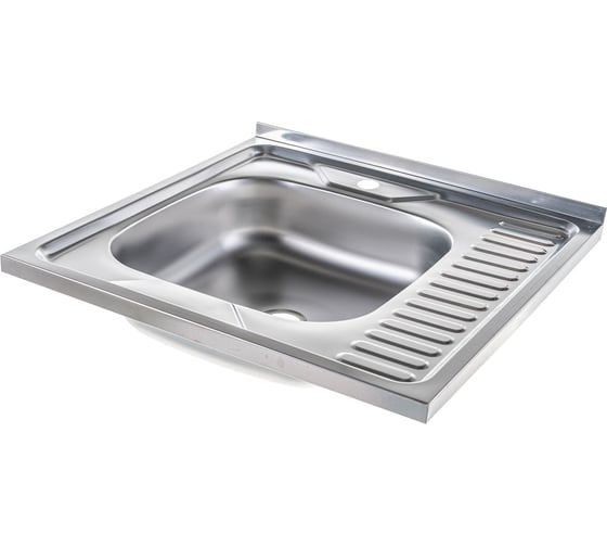 Мойка SINKLIGHT нержавеющая сталь, накл. квадрат 600х600 R 0.4/160 выпуск малый, без сифона, матовая с крылом 72004