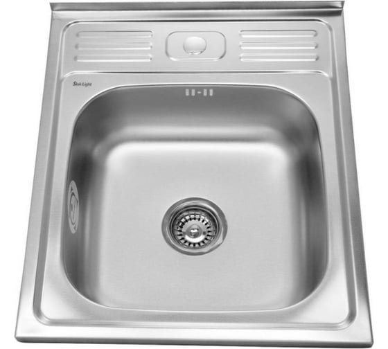 Мойка SINKLIGHT нержавеющая сталь, накл. прямоугольник 500х600 0.8/180 выпуск 3 1/2 глянец 72152 1
