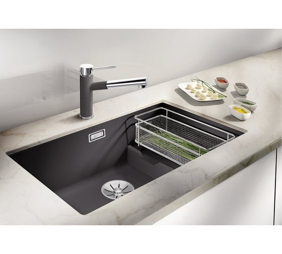 Мойка BLANCO SUBLINE 700 U Level SILGRANIT кофе, с отводной арматурой InFino 523547