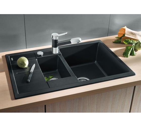 Мойка BLANCO METRA 6S Compact SILGRANIT кофе, с клапаном автоматом 515044