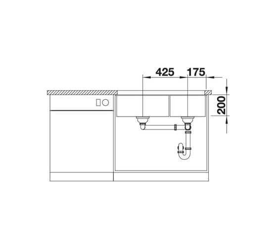 Мойка BLANCO SUBLINE 480 320 U антрацит, с отводной арматурой InFino 523584