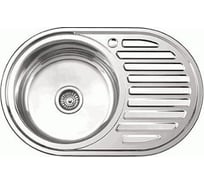 Мойка LEDEME нержавеющая сталь, врезная, овальная 770x500x180 мм, 0,8 мм, выпуск 3 1/2 левая чаша ДЕКОР L67750-L 869680