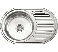 Мойка LEDEME нержавеющая сталь, врезная, овальная, 770x500x180 мм, 0,8 мм, выпуск 3 1/2, левая чаша ГЛЯНЦЕВАЯ L87750-L 869520