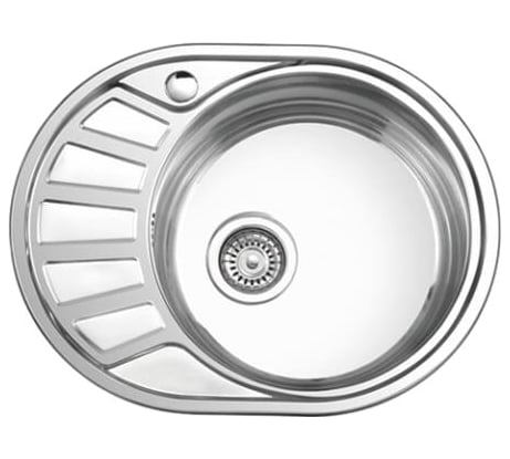 Мойка LEDEME нержавеющая сталь, врезная, овальная, 575x450x180 мм, 0.8 мм, выпуск 3 1/2, правая чаша ГЛЯНЦЕВАЯ L85745-R 97930