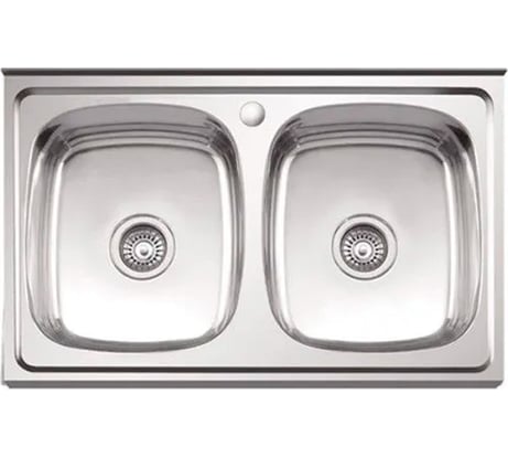 Мойка Ledeme из нержавеющей стали с двумя чашами накладная (800x600x180 мм, 0,8 мм) L98060B