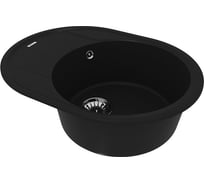 Мойка кухонная из кварцгранита Lemark LACHA 620 антрацит, комплектация: крепеж, сливная арматура с переливом в комплекте 9910049