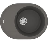Мойка кухонная из кварцгранита Lemark LACHA 620 серый шёлк, комплектация: крепеж, сливная арматура с переливом в комплекте 9910053
