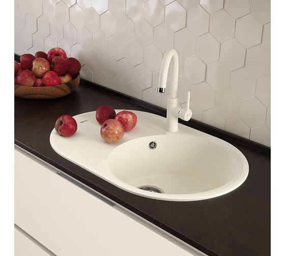 Мойка кухонная из кварцгранита Lemark LACHA 760 антрацит, комплектация: крепеж, сливная арматура с переливом в комплекте 9910055