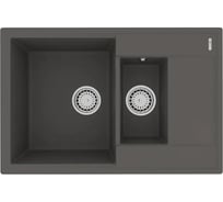 Мойка кухонная из кварцгранита Lemark RAMZA 760 серый шёлк, комплектация: крепеж, сливная арматура с переливом в комплекте 9910041