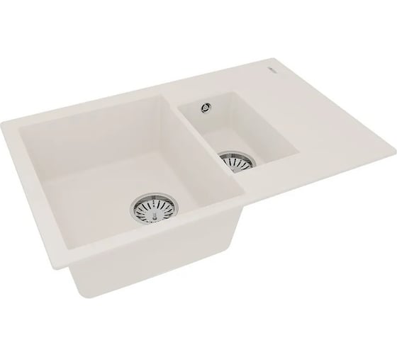 Мойка кухонная из кварцгранита Lemark RAMZA 760 жасмин, комплектация: крепеж, сливная арматура с переливом в комплекте 9910040