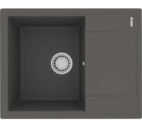 Мойка кухонная из кварцгранита Lemark IMANDRA 640 цвет: серый шёлк, комплектация: крепеж, сливная арматура с переливом арт. 9910023