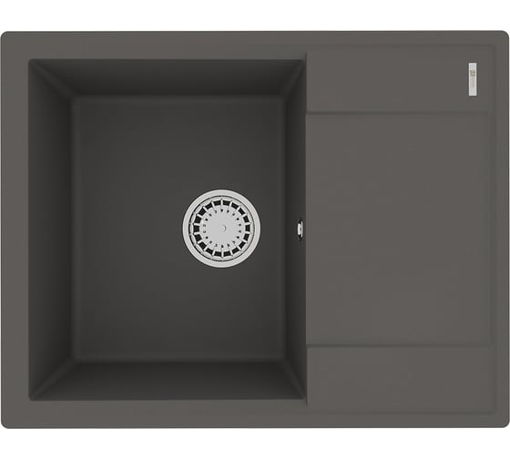 Мойка кухонная из кварцгранита Lemark IMANDRA 640 цвет: серый шёлк, комплектация: крепеж, сливная арматура с переливом арт. 9910023